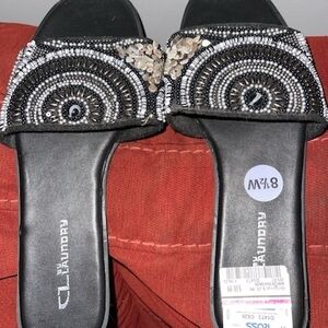 Laundry By Shelli Segal Black Beaded Slide Sandals